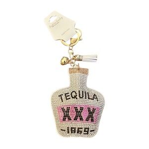 Beaded Tequila Bottle Keychain